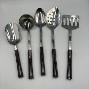 Vintage Stanhome 5 Pc Stainless Steel Kitchen Utensils Set Bakelite Handles MCM